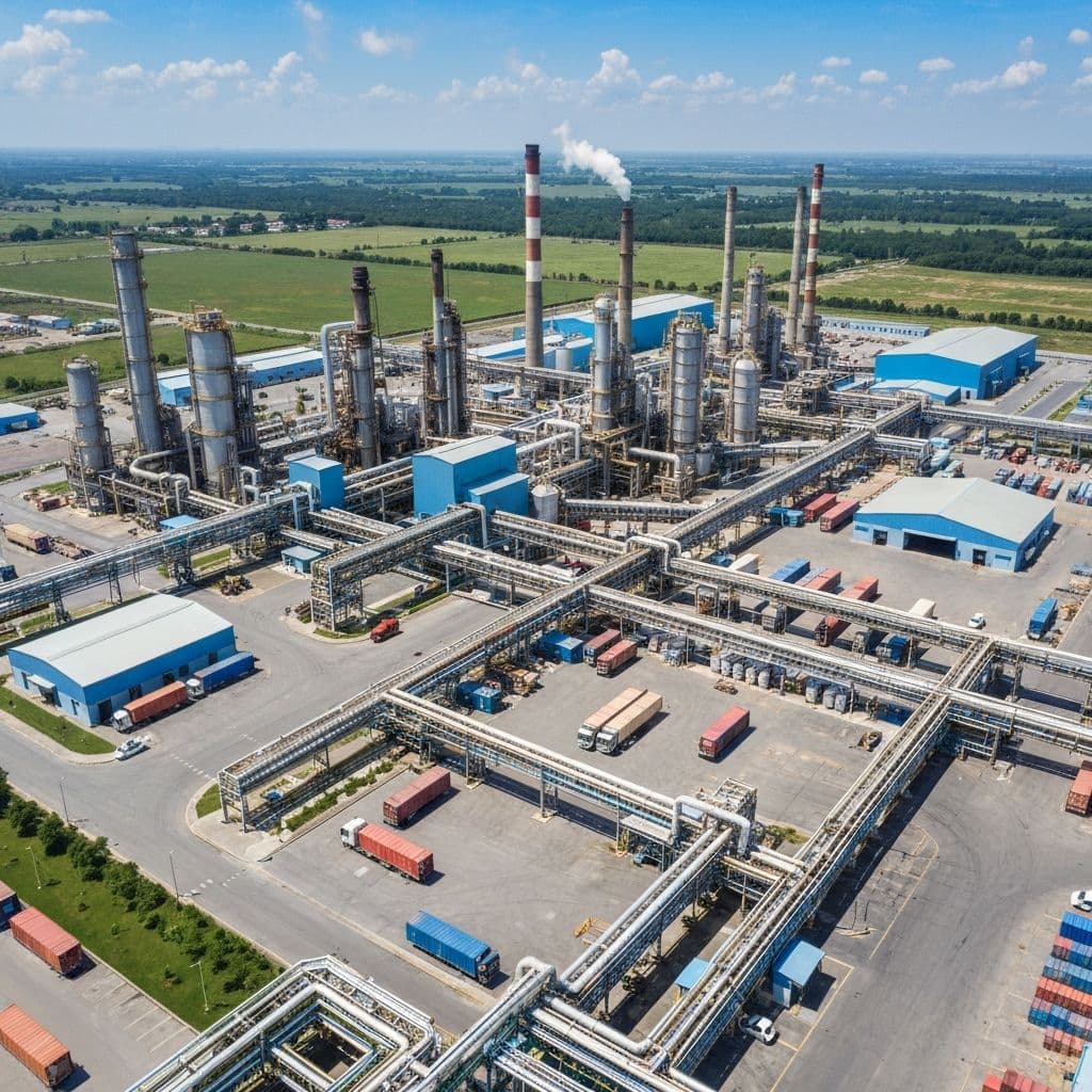 Textile Manufacturing Plant Aerial View