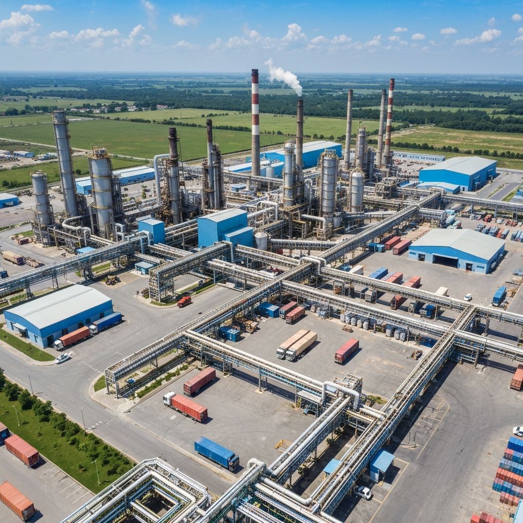 Textile Manufacturing Plant Aerial View